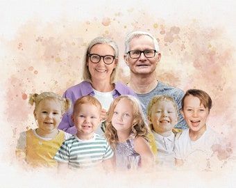Custom Portrait for Grandparents, Personalized Gift for Grandma and Grandpa, Gift from Grandkids