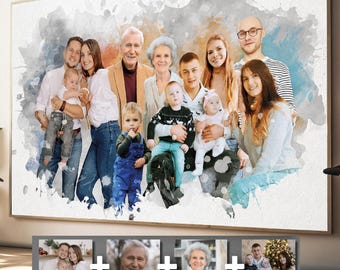 Custom Grandma Gift, Loss of father Gift, Custom Memorial Gift, Watercolor Portrait from Photos, Add Loved One, Personalized Birthday Day