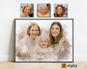 Personalized Mothers day Photo Gift, Custom Family Portrait from Multiple Photos