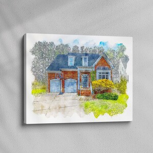 Dipinto di casa da foto, regalo di inaugurazione della casa, cartello "La nostra prima casa", cartello "Casa dolce casa", casa ad acquerello, ritratto di casa, regalo per agente immobiliare