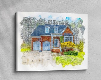 House Painting From Photo, housewarming gift, our first home sign, home sweet home sign, watercolor home, house portrait, realtor gift