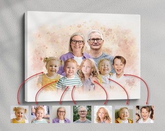 Combine Merge multiple pictures together, Customized Family Portrait, Add People to Photo, Personalized Portrait, Custom Memorial Painting