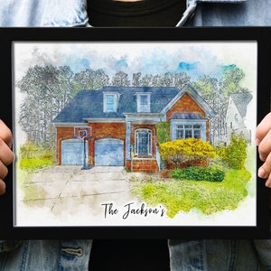 Personalized Watercolor House Portrait From Photo, Our First Home Sign Gift, Custom Watercolor Painting From Picture, Homeowners Gift