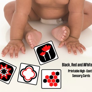 20 Printable High-Contrast Black, Red and White Cards - Infant Sensory Development Flash Card - Sensory Cards - DIGITAL DOWNLOAD