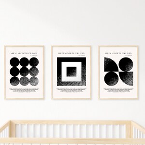 Vintage Shape and Pattern Nursery Decor - DIGITAL DOWNLOAD ART - High Contrast Black and White Montessori Nursery Art