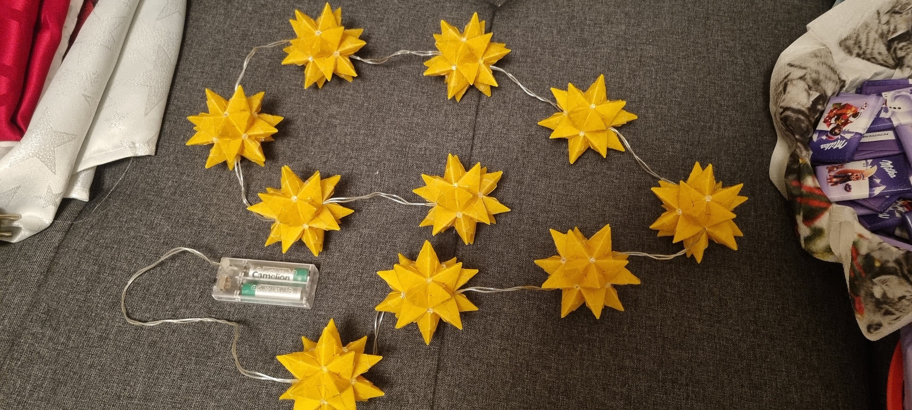 10ner BascettaStern Lichterkette in Gelb, mit LEDLicht, Sternenhimmel