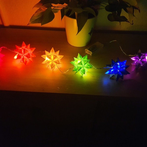Star fairy lights in rainbow colors, with LED light, new!!!