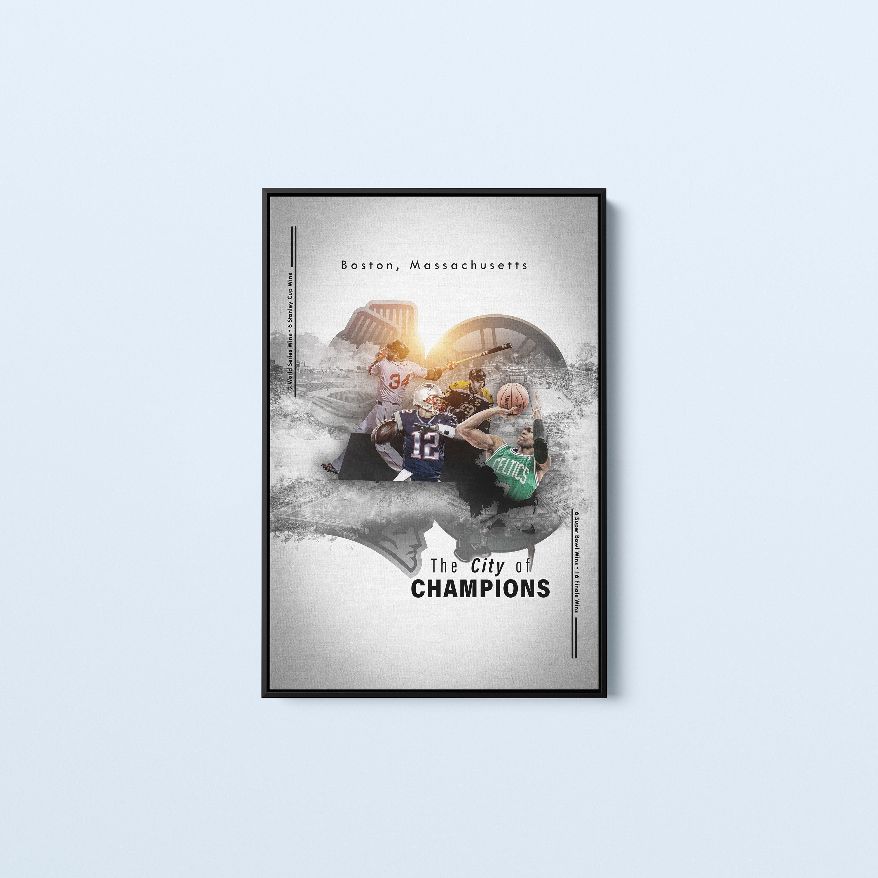 Boston Blue Sports Poster, New England Patriots, Boston Celtics, Bruin –  McQDesign
