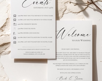 Welcome Bag Thank You Note, Destination Wedding Weekend, Custom Events Timeline and Welcome Letter, Wedding Itinerary, PRINTED & SHIPPED