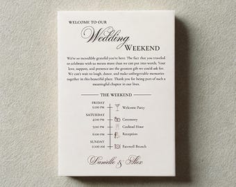 Welcome Bag Thank You Note, Destination Wedding Weekend, Wedding Itinerary, DIGITAL DOWNLOAD