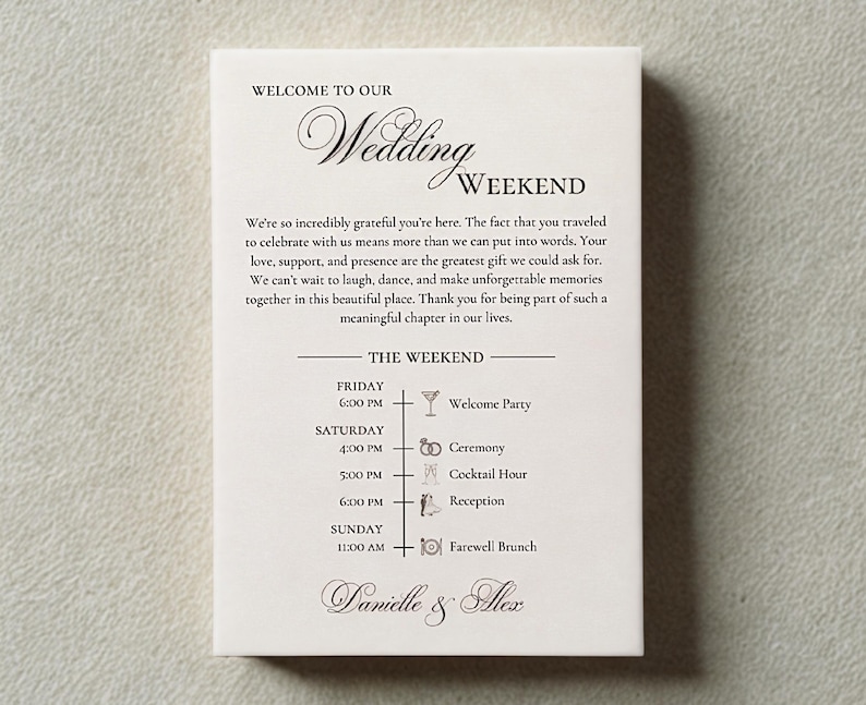 Welcome Bag Thank You Note, Destination Wedding Weekend, Wedding ...