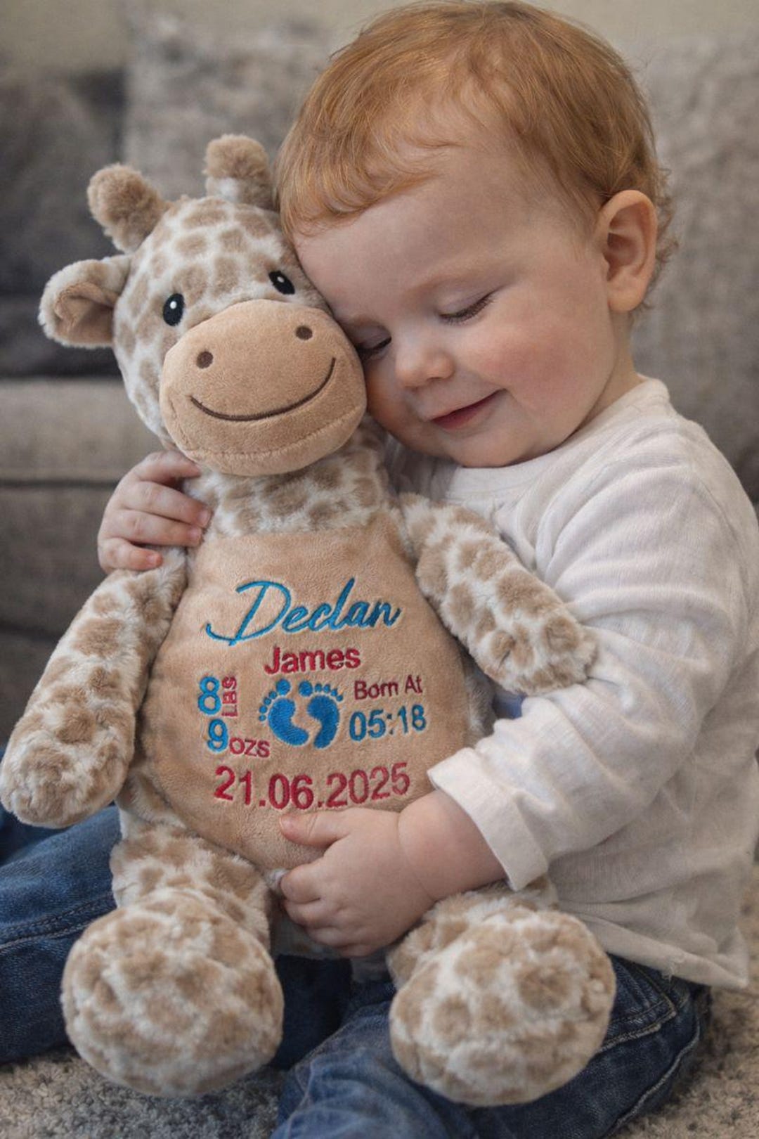 Baby Text And Toy Personalised Embroidered Soft Teddy Toy Baby Keepsake, Birth Details ...