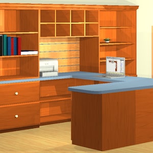 Detail Blueprint for Your Home Office - 3D drawings + FREE Consultation with the designer. Dowloadable and Printable