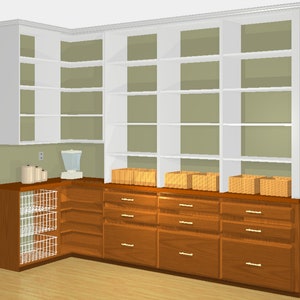 Detail Blueprint for a Pantry + 3D drawings + FREE consultation with the designer. Dowloadable and Printable.