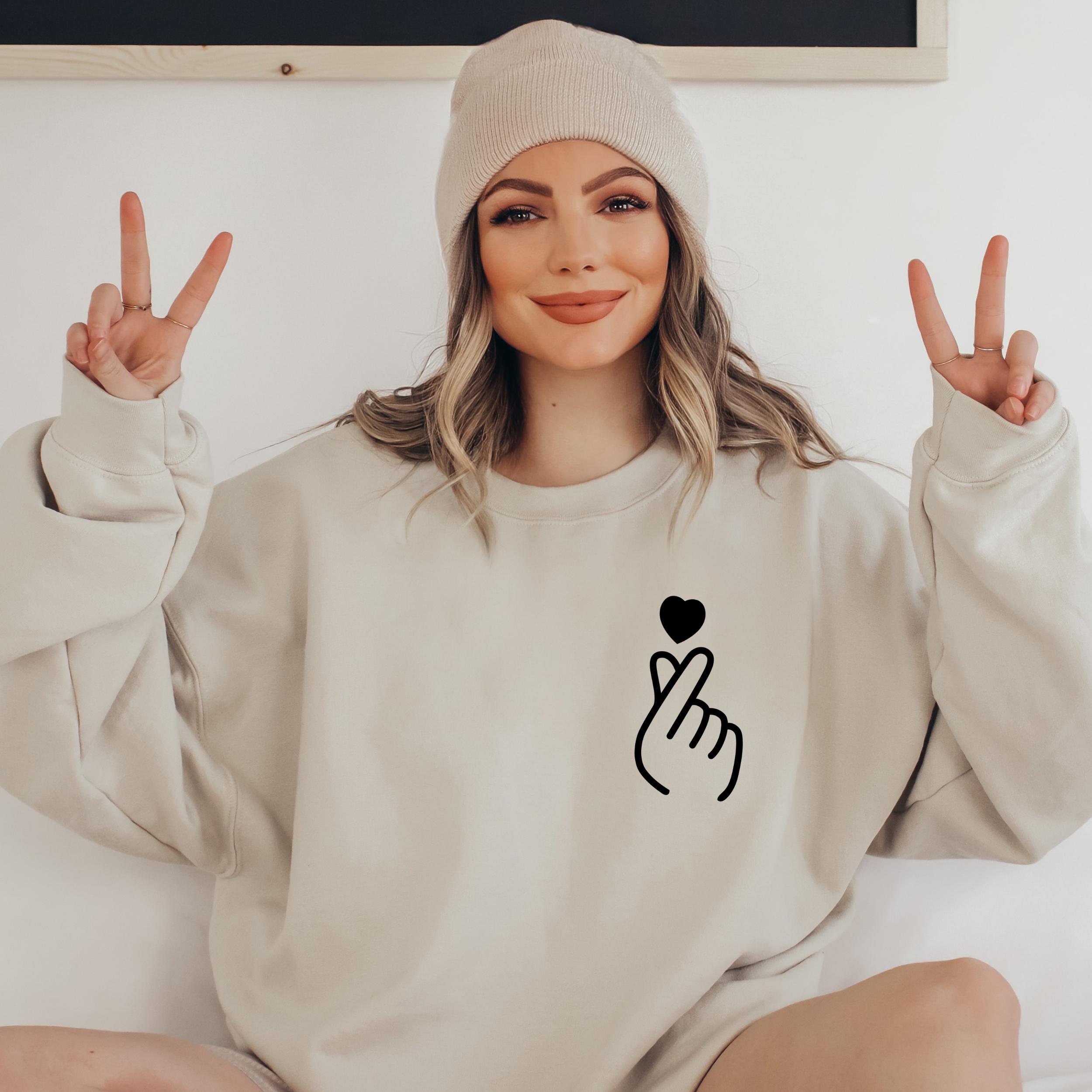 Finger Heart Sweater Etsy