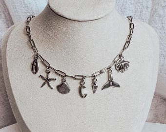 Custom Charm Necklace. Silver and Gold Charms, Personalized Jewelry Gift for Her