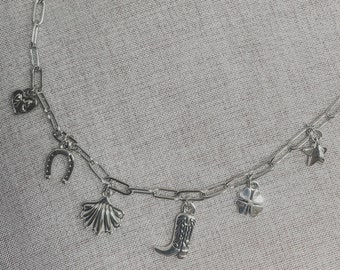 Custom Sterling Silver Charm Necklace, Build Your Own Charm Necklace, Sterling Silver Paper clip Chain, Trendy necklaces