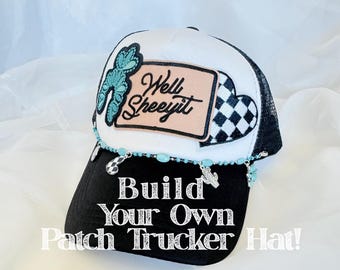 custom pick your own patch trucker hat, western country, buildable hat