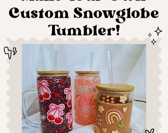 Snowglobe Tumbler, Custom Snow Globe Cups, Personalized Tumblers