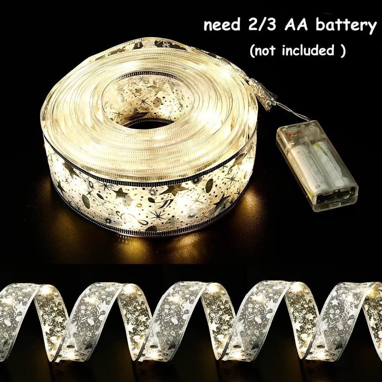 Christmas Ribbon Lights 32ft 2x16ft 100 LED Lights Battery Etsy