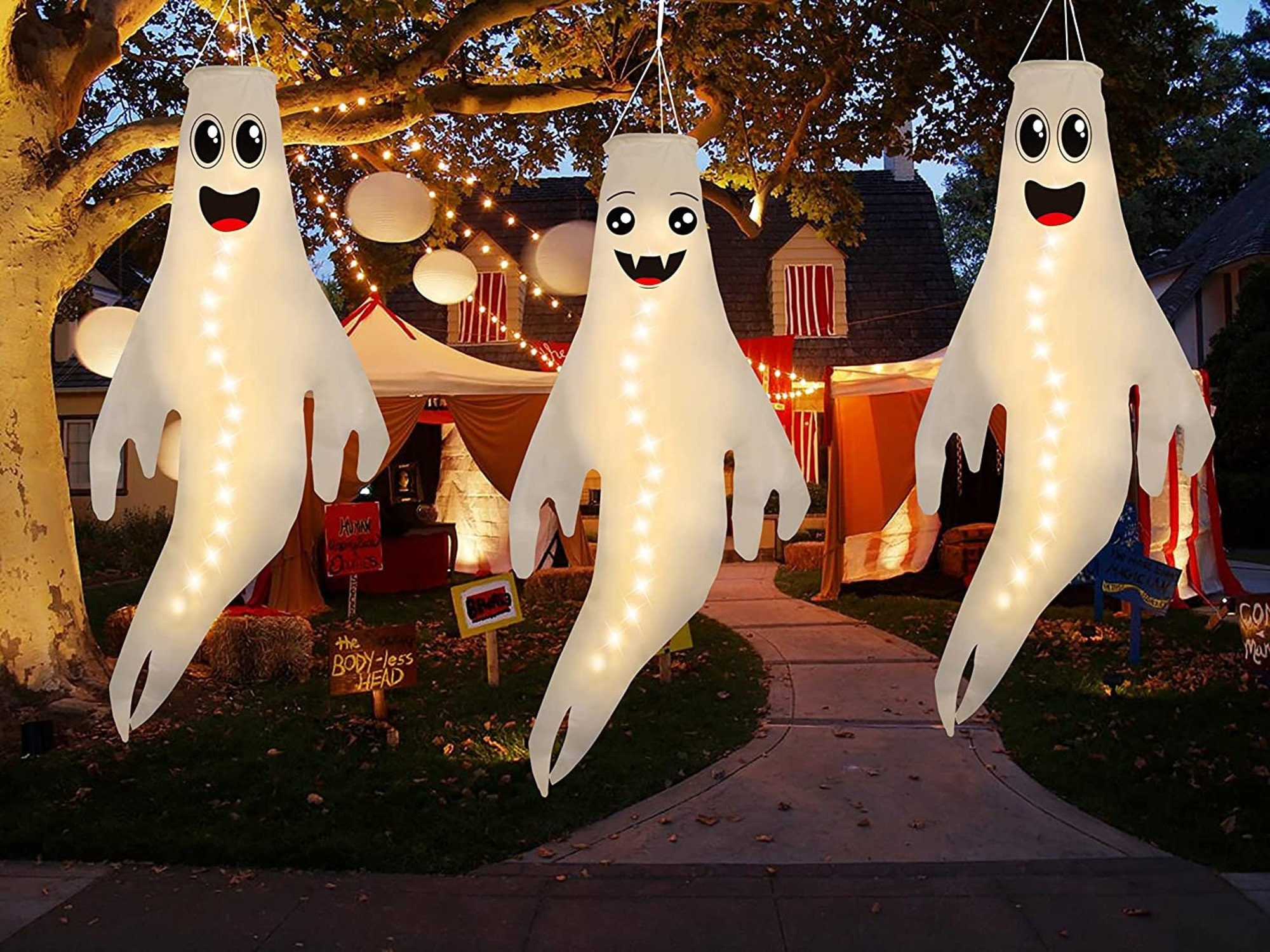 Cute Durable Halloween Windsocks Flag with Rotating Clip for Outdoor Indoor Tree Yard Patio Lawn Garden Holiday Party Supplies,2 Pieces HIP MALL 43 Hanging Ghost Halloween Decorations 