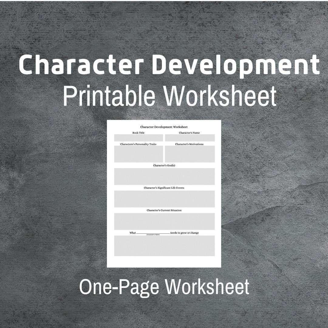 Printable Character Development Worksheet Printable PDF Etsy