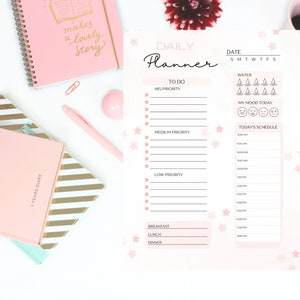 Daily Planner Printable  | Schedule |To-Do List | Mood | Meals | Instant Download  | Size A4 | PDF | SIZE A5