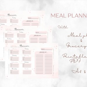 Weekly Meal Planner Printable | Grocery List | Meal Planner Template ...