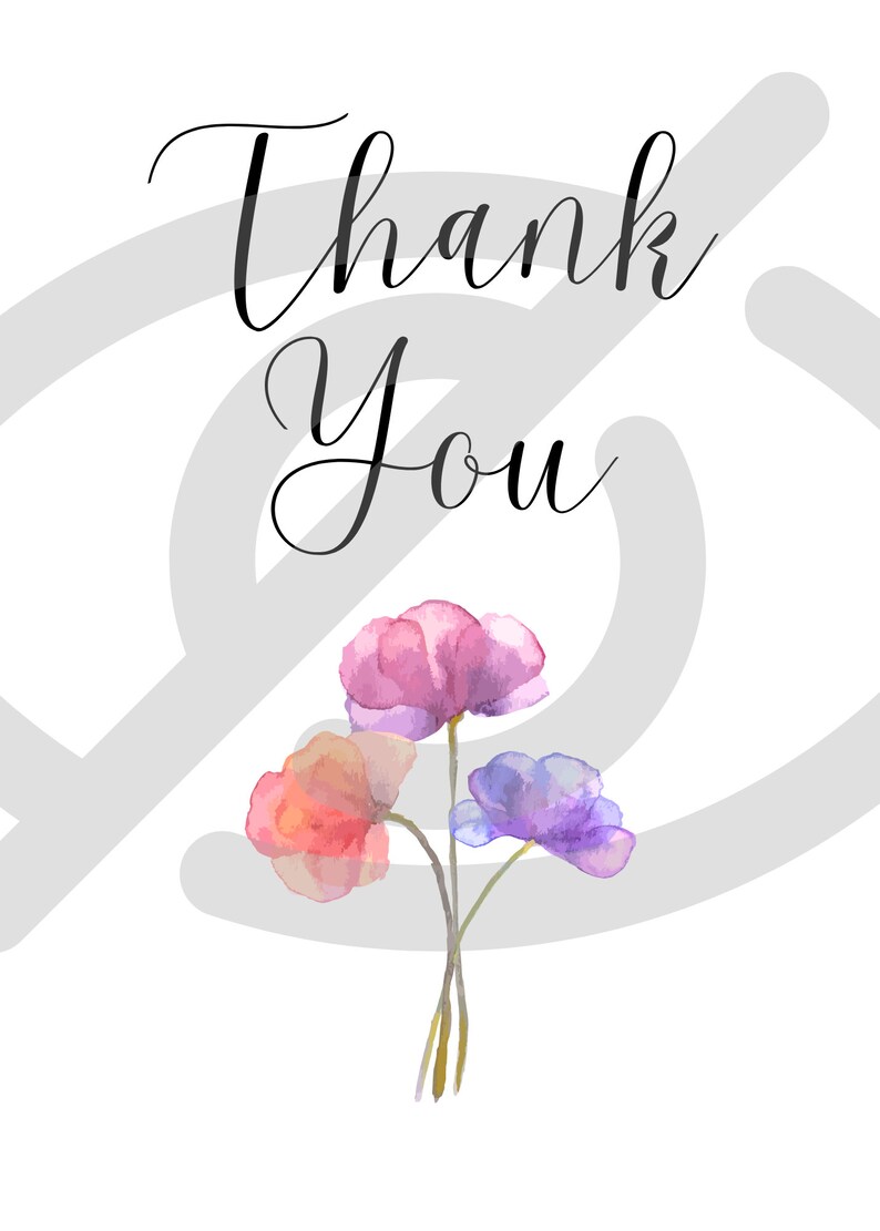 EDITABLE Watercolor Flowers Thank You Card W/ Canva Template - Etsy