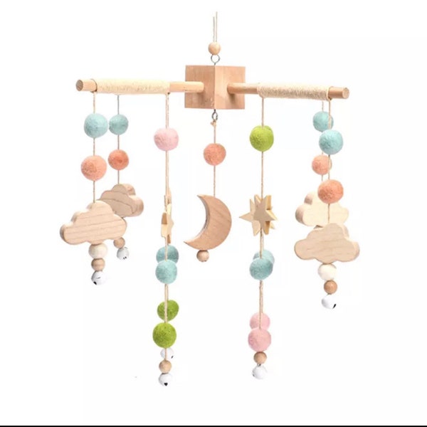 Dream Baby Mobile |  Candy Floss | Moon, Stars and Cloud Cot Mobile | Colourful Cot Mobile | Nursery Cot Mobile | Cute Cot Mobile