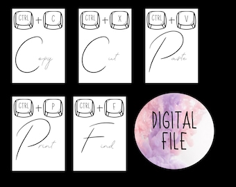 Poster con le scorciatoie da tastiera Ctrl, decorazioni per l'aula di informatica (PDF digitale)