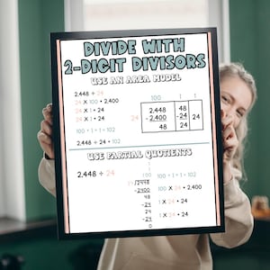 Divide with 2-Digit Divisors | Anchor Chart, Classroom Poster, Math Poster, Math Classroom Decorations, Digital Print, 6th Grade, Elementary