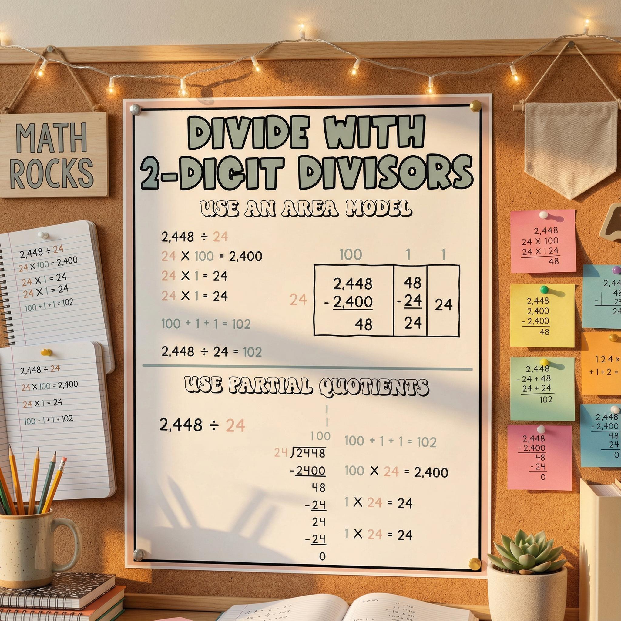 6th Grade Math Poster | Dividing by 2-digit Divisors Anchor Chart - Etsy