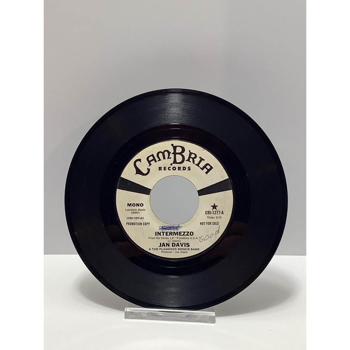 Jan Davis The Flamenco Boogie Band - Intermezzo 7" Promo 1970 Cambria Mono 45, foto 1 de 2