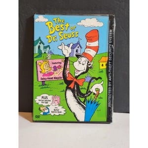 May include: The Best of Dr. Seuss DVD case featuring The Cat in the Hat wearing a red and white striped hat and a red bowtie. The cover includes illustrations of Daisy-Head Mayzie, Horton the Elephant, and the text The Best of Dr. Seuss.