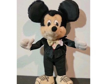 Peluche vintage de Mickey Mouse de Disney de 1987, 60 años contigo, esmoquin, aplausos
