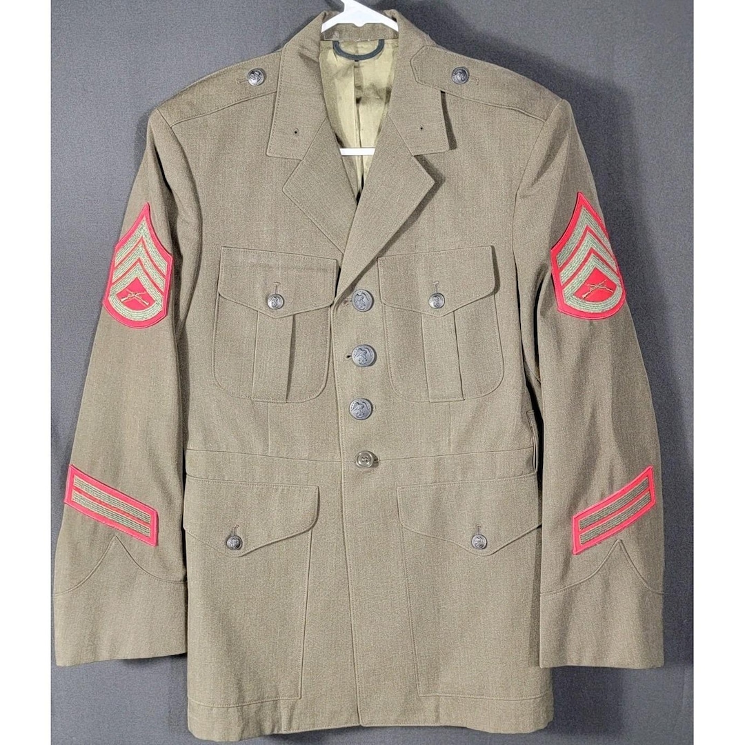 Service Alphas Jacket USMC Marine Corps Green Alphas Jacket Coat Top Size 39s Staff Sergeant ...
