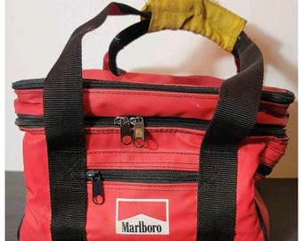 Vintage 1990's Marlboro Red Travel Cooler Lunch Bag Soft Sided Insulated 8"x10"