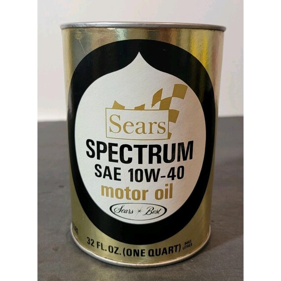 1960s Vintage Gold Sears 10W-40 Spectrum Motor Oil 100% Full Can