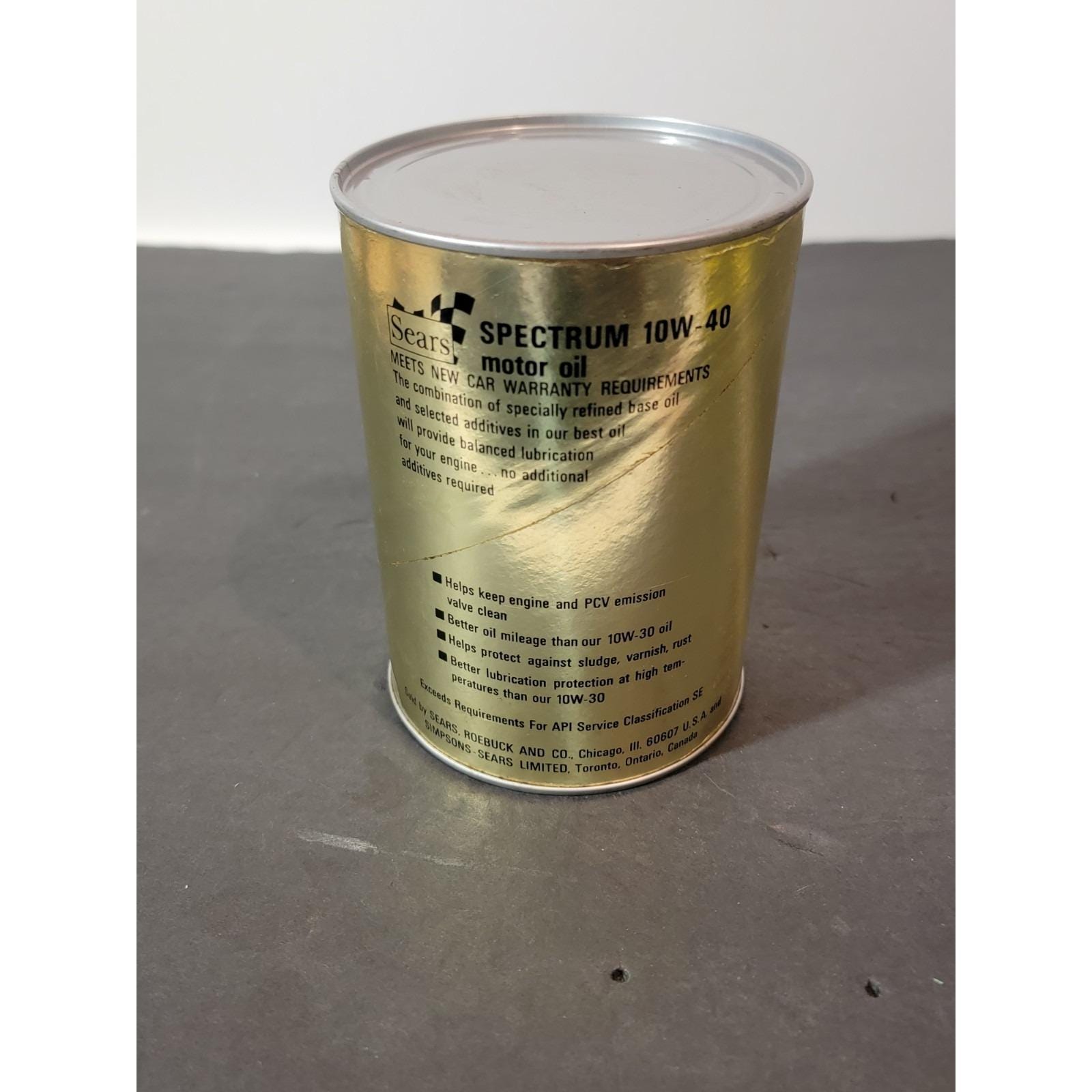 1960s Vintage Gold Sears 10W-40 Spectrum Motor Oil 100% Full Can