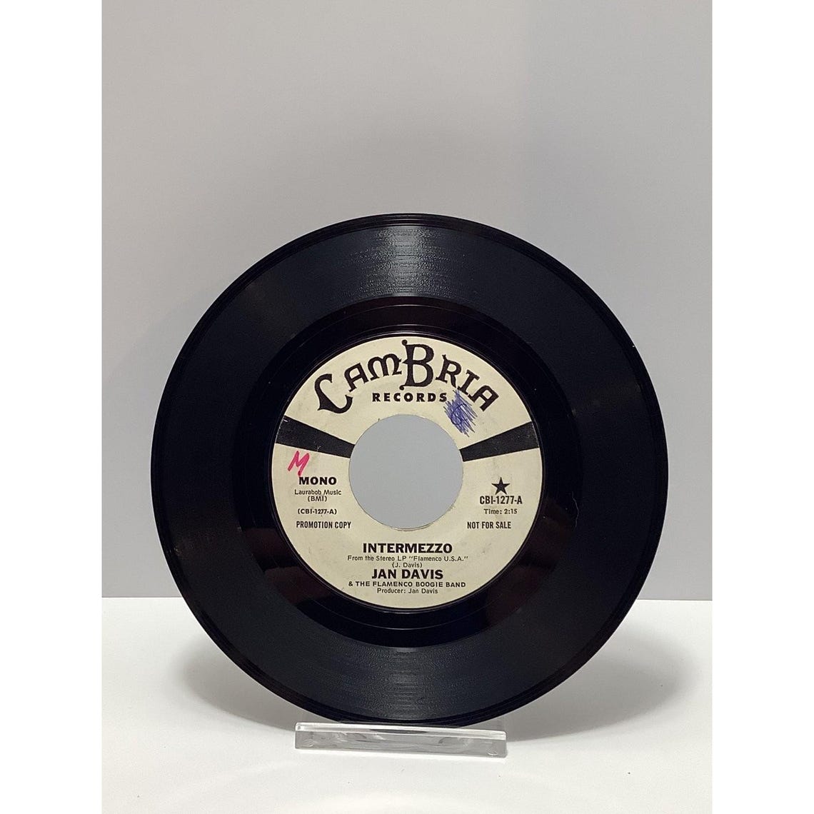 Jan Davis The Flamenco Boogie Band - Intermezzo 7" Promo 1970 Cambria Mono 45, foto 2 de 2