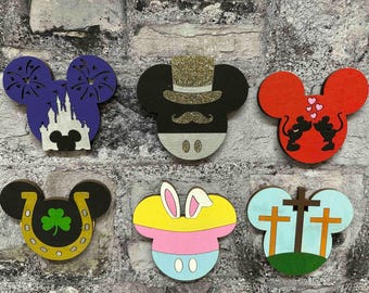 Imanes individuales con cabeza de Mickey / Complementos para letreros de exhibición HOME / Diseños de temporada y personalizados