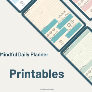 Sage Green Mindful Daily Planner Page Printable Insert for notebooks and digital planners instant PDF undated