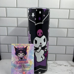 NEW Kuromi Tumbler and Badge Reel Combo - | Sanrio | Glitter | My Melody | Hello Kitty | Work Badge | Kurmai | Kuromie | Kids | Anime
