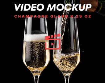 Champagne Glass Video Mockup, Blank Wedding Flute, Custom Engraved Toasting Drinkware