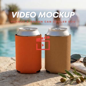 Orangebrun burkkylare med duo-videomodell, sommarhylsa för drinkar vid poolen, tom dryckeshållare