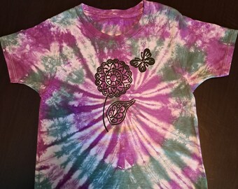 Flower design tie-dye youth T-shirt