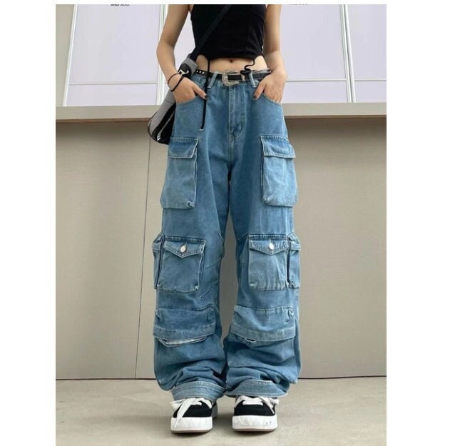 Y2K Pants Retro Overalls Y2k High Street Casual Stitching - Etsy UK