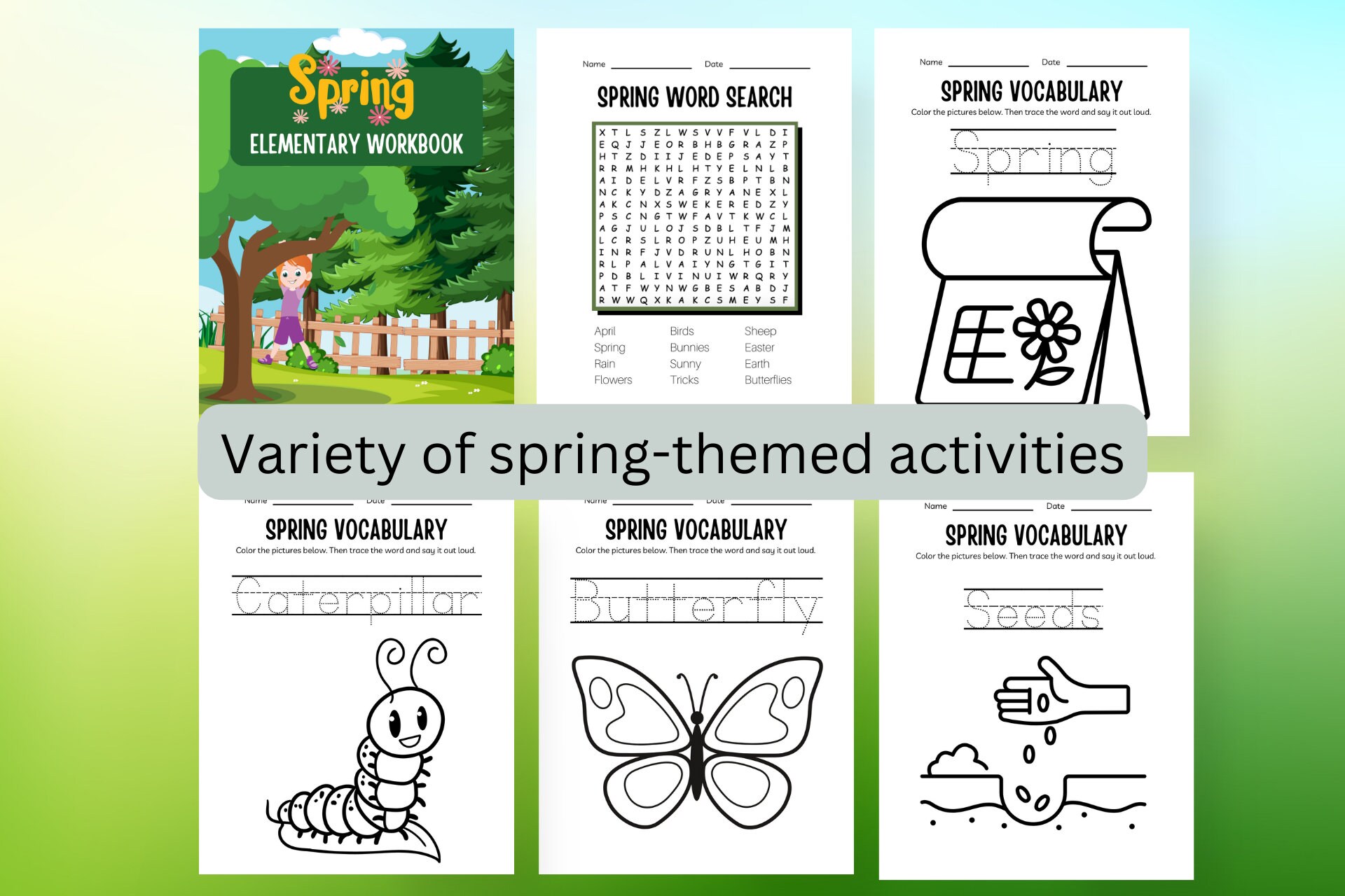 24 Cute Spring Activity Pages Book, Instant Printable Download, for ...