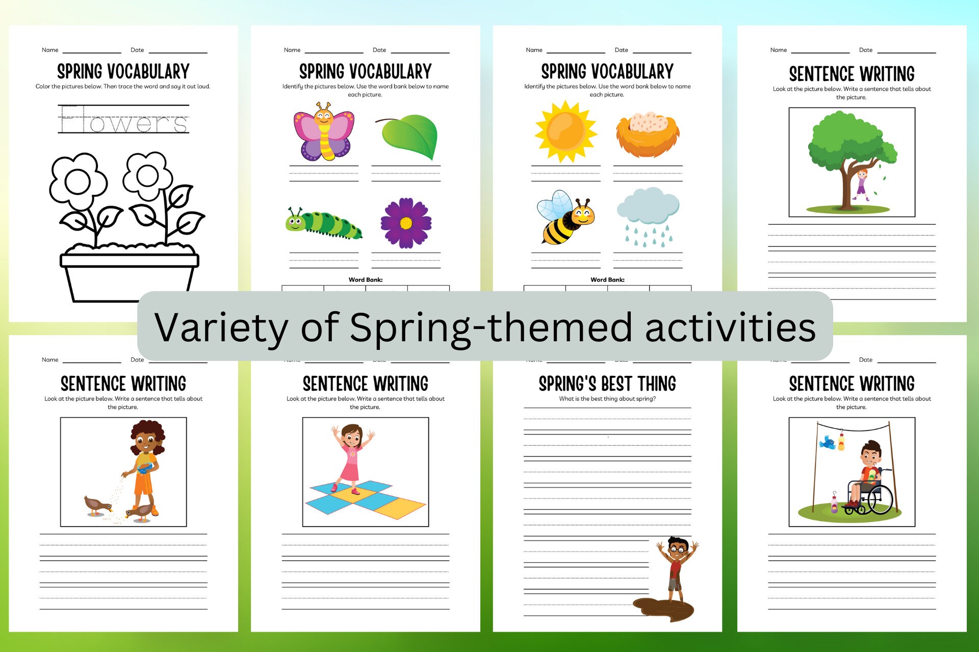 24 Cute Spring Activity Pages Book, Instant Printable Download, for ...